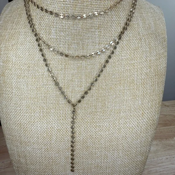 J. Crew Gold Necklace Layered Y-Shape Design - Picture 4 of 7